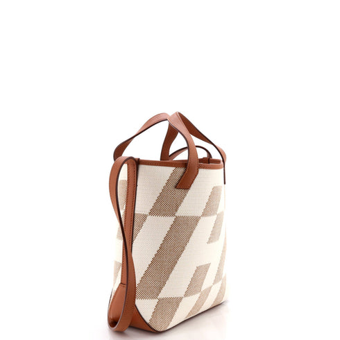 Cabas H en Biais Tote Canvas with Leather 27