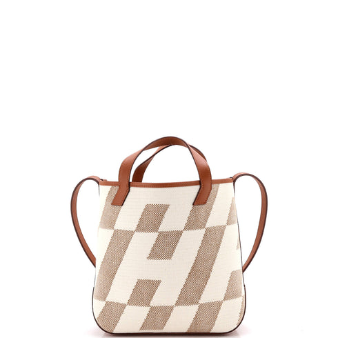 Cabas H en Biais Tote Canvas with Leather 27