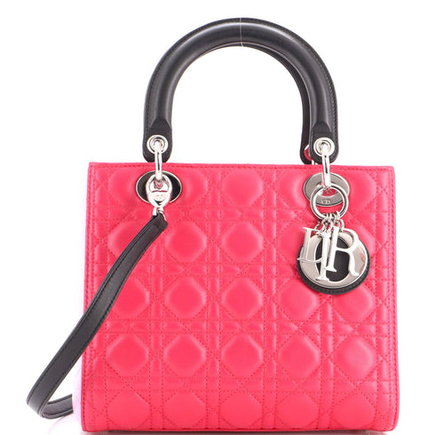 Tricolor Lady Dior Bag Cannage Quilt Lambskin Medium