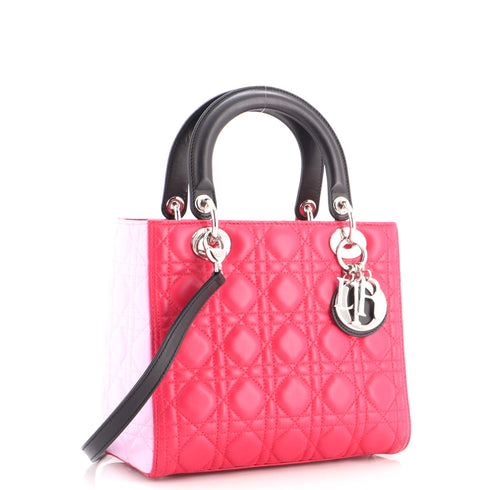 Tricolor Lady Dior Bag Cannage Quilt Lambskin Medium