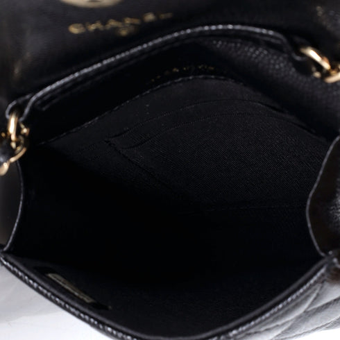 Crystal CC Flap Phone Holder Crossbody Bag with AirPods Pro Case Quilted Caviar