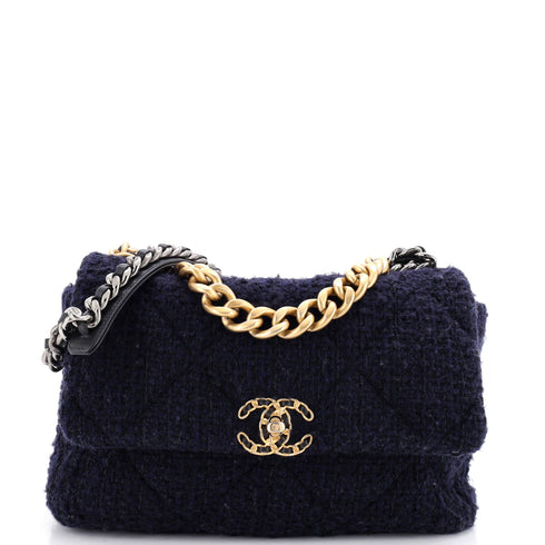 19 Flap Bag Quilted Tweed Large