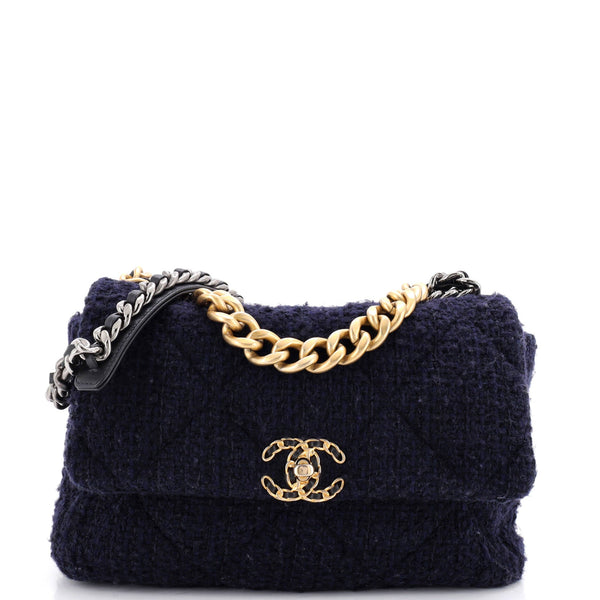 19 Flap Bag Quilted Tweed Large