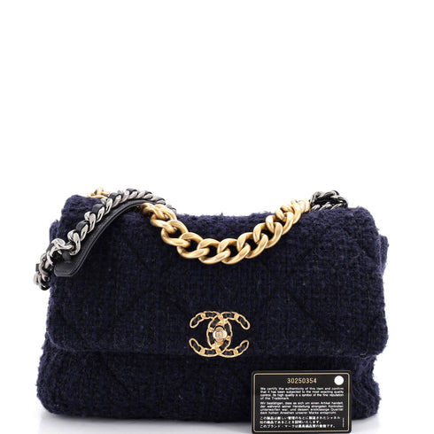 19 Flap Bag Quilted Tweed Large