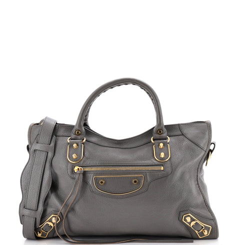City Classic Metallic Edge Bag Leather Medium