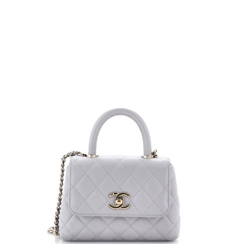 Coco Top Handle Clutch with Chain Quilted Caviar Mini