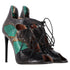 Women's Roland Mouret Snake Print Lace Up Sandals in Green Leather