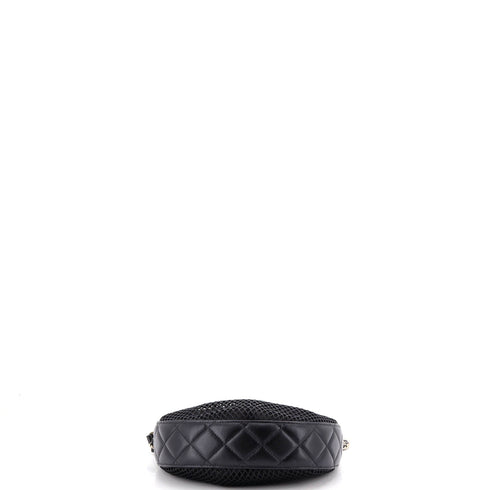 Half Moon Clutch with Chain Mesh with Quilted Lambskin