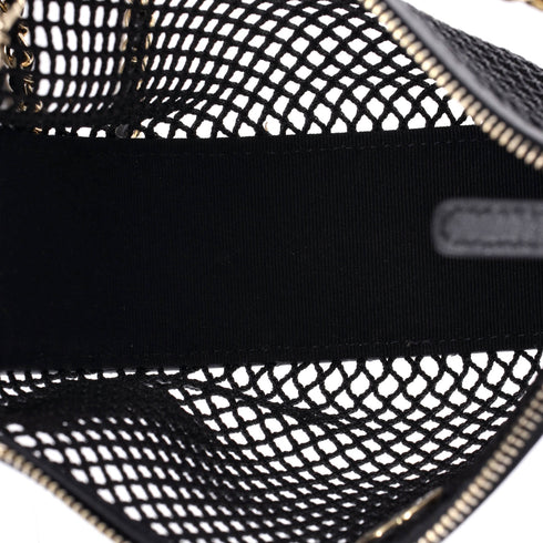 Half Moon Clutch with Chain Mesh with Quilted Lambskin