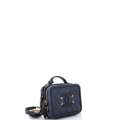 Filigree Vanity Case Quilted Caviar Small
