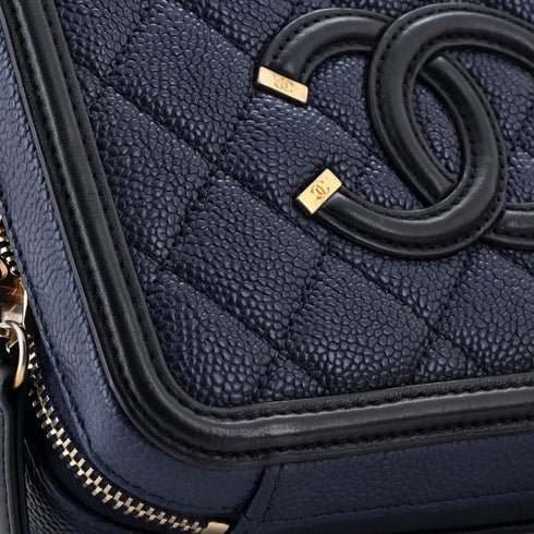 Filigree Vanity Case Quilted Caviar Small
