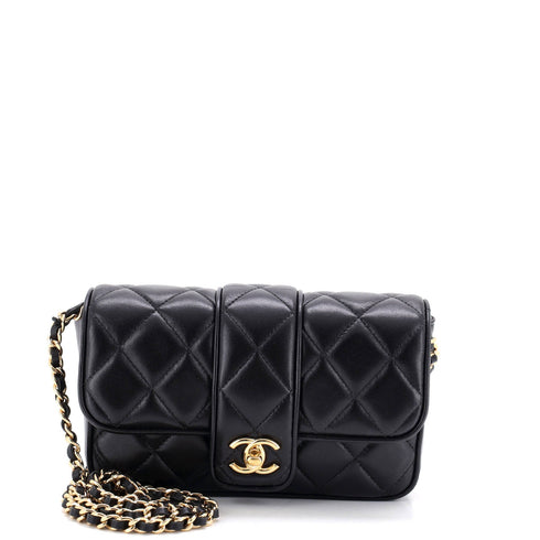 CC Tab Flap Shoulder Bag Quilted Lambskin Mini