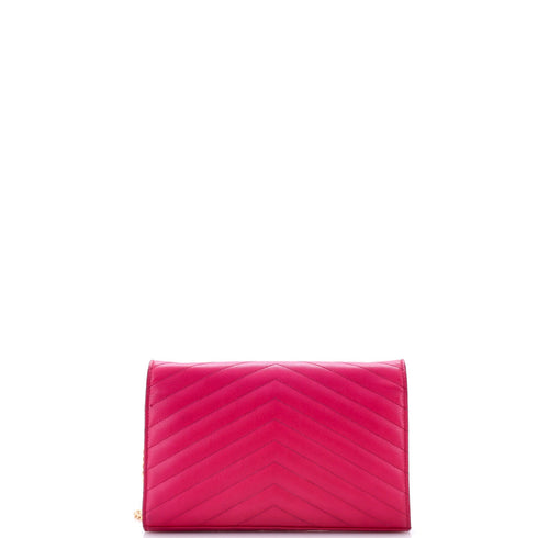 Classic Monogram Wallet on Chain Matelasse Chevron Leather Medium