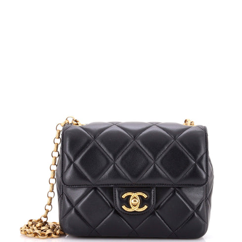 Medallion Chain Flap Bag Quilted Lambskin