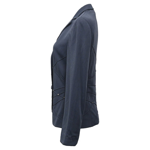 Women's Moschino Wed-Detail Single-Breasted Blazer in Navy Blue Wool
