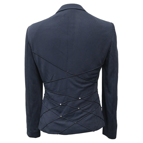 Women's Moschino Wed-Detail Single-Breasted Blazer in Navy Blue Wool