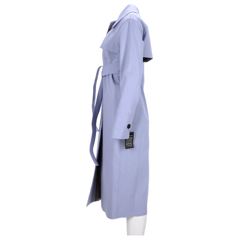 Women's Jil Sander Secured Button Belted Trench Coat in Purple Cotton