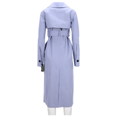 Women's Jil Sander Secured Button Belted Trench Coat in Purple Cotton