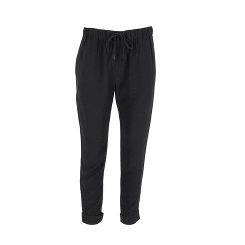 Women's Alexander Wang Drawstring Straight-Leg Trousers in Black Viscose