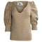 Women's Ba&Sh Puffed Sleeve Top in Beige Cotton