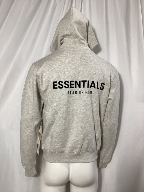Men's Fear of God Essentials Logo Hoodie in Grey Cotton