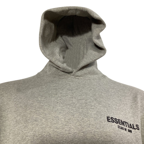 Men's Fear of God Essentials Logo Hoodie in Grey Cotton