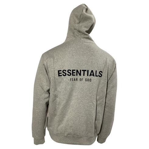 Men's Fear of God Essentials Logo Hoodie in Grey Cotton