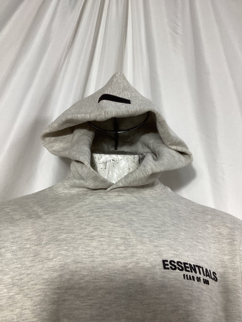 Men's Fear of God Essentials Logo Hoodie in Grey Cotton