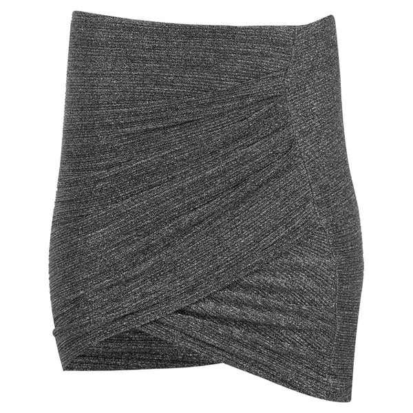 Women's Iro Brendal Draped Metallic Knit Mini Skirt in Silver Polyester