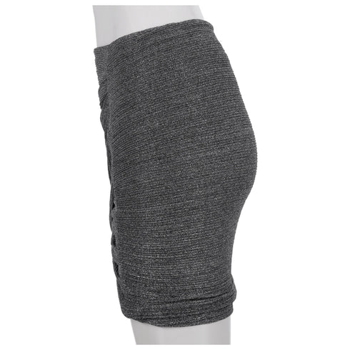 Women's Iro Brendal Draped Metallic Knit Mini Skirt in Silver Polyester