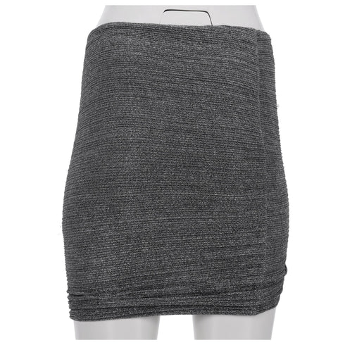 Women's Iro Brendal Draped Metallic Knit Mini Skirt in Silver Polyester