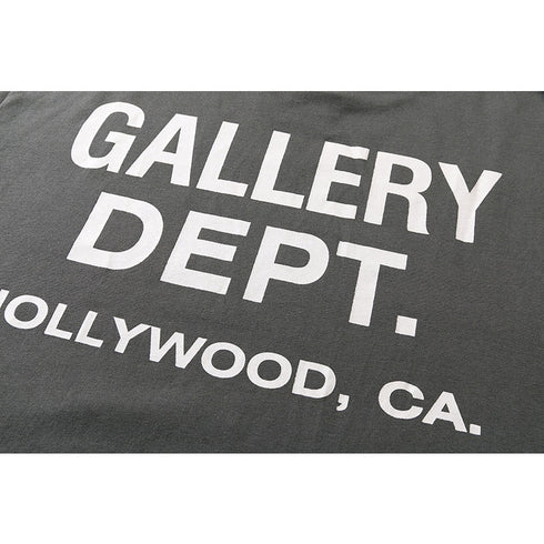 Gallery Dept T-shitrs Vintage Letter Print round Neck Long Sleeve T-shirt