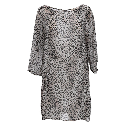 Women's Ba&Sh Leopard Print Mini Dress in Brown Viscose