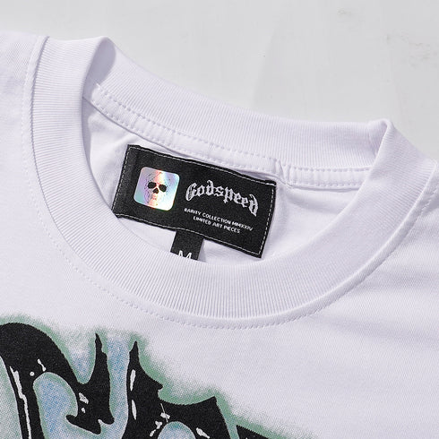 Godspeed T-shirts Skull Marines Printed Cotton Casual Short Sleeves Men and Women