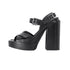 Women's Jil Sander Ankle Strap Platform Sandals in Black Leather