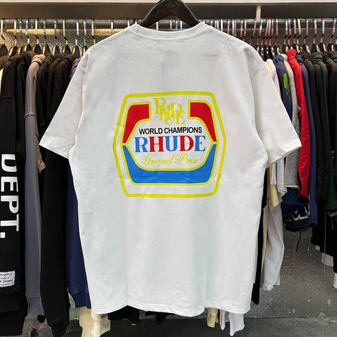 Rhude T-shirts Printed Cotton Loose Short Sleeves Men and Women