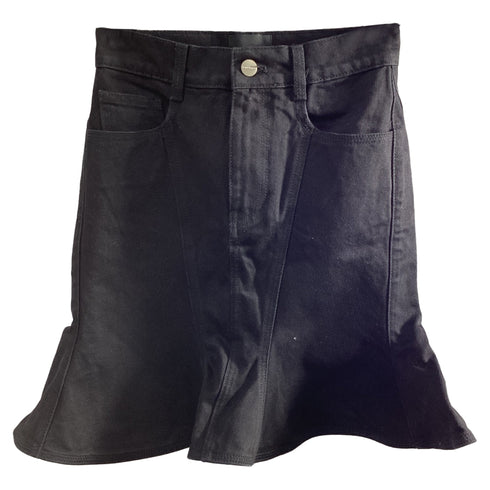 Women's Marc Jacobs Fluted Denim Mini Skirt in Black Cotton