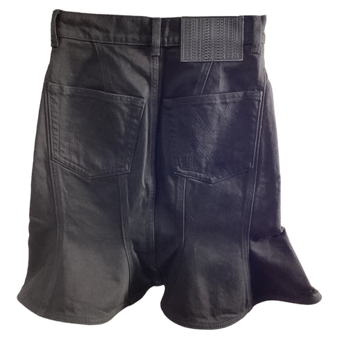Women's Marc Jacobs Fluted Denim Mini Skirt in Black Cotton