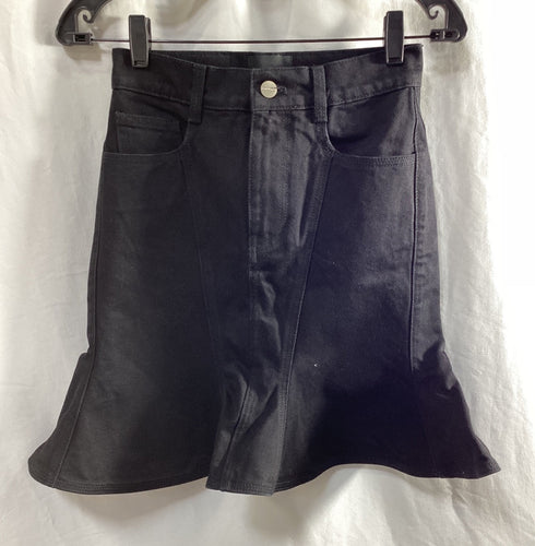 Women's Marc Jacobs Fluted Denim Mini Skirt in Black Cotton