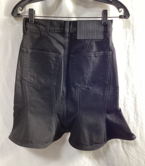 Women's Marc Jacobs Fluted Denim Mini Skirt in Black Cotton