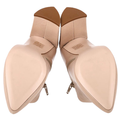 Women's Stuart Weitzman Block-Heel Ankle Boots in Nude Leather