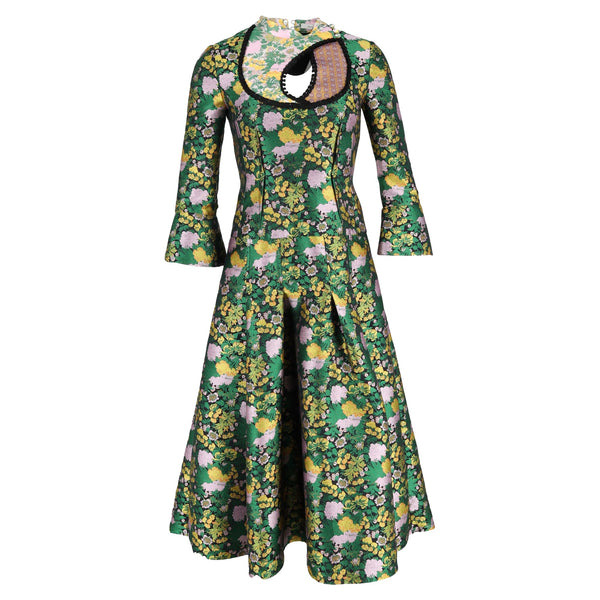 Women's Erdem Floral Printed Flared Dress in Multicolor Polyester