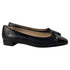 Women's Stuart Weitzman Sleek Cap Toe Bow Flats in Black Leather