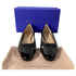 Women's Stuart Weitzman Sleek Cap Toe Bow Flats in Black Leather
