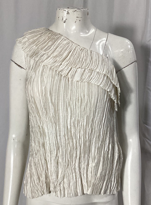 Women's Ulla Johnson Ravenna One-Shoulder Blouse in White Polyester