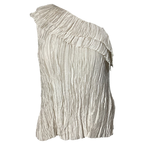 Women's Ulla Johnson Ravenna One-Shoulder Blouse in White Polyester