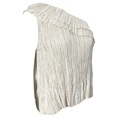 Women's Ulla Johnson Ravenna One-Shoulder Blouse in White Polyester