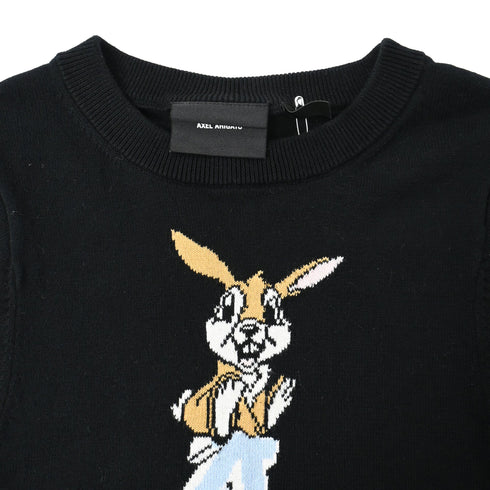 Women's Axel Arigato Knitted Bunny Printed T-Shirt in Black Cotton