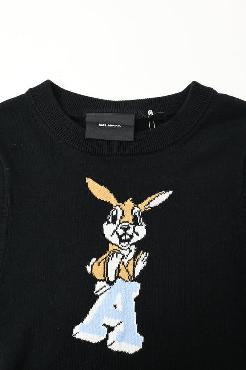 Women's Axel Arigato Knitted Bunny Printed T-Shirt in Black Cotton