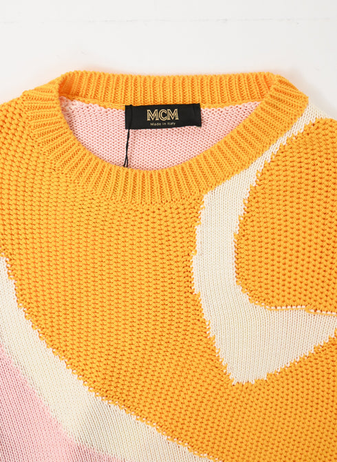 Men's MCM Knitted Color-Block Sweater in Multicolor Cotton